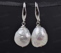 Natural Furrow 10.5-11mm Kasumi pearl dangle earring Hook 925 silver