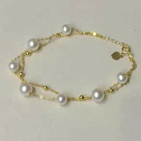 Stunning 2rows natural pearl 18k chain necklace white or purple option