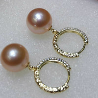 10-11mm round pink pearl earring for women sterloing silver FW pearls