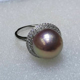 Gorgeous 13-14mm round Fw Pearl sterling silver ring various option