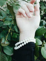 AA 7mm white Fresh water pearl 2strings women bracelet rose flower clasp