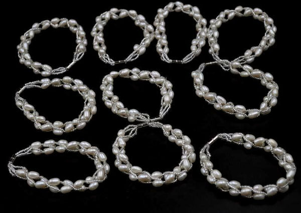 Free Handmade real freshwater pearl rice Bracelet magnetic clasp