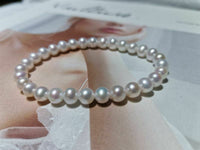 wholesale 10 strands high quality real pearl elastic bracelets 6-7mm white