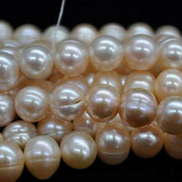 Wholesale 9-10mm natural color near potato Freshwater pearl strings 38cm