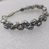 Genuine baroque gray cultured freshwater pearl bracelet 5-6mm 6-7mm