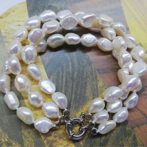 Baroque 3strands 8-9mm real pearl bracelet 7.5"  10 PCS