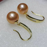 10-11mm round pink pearl earring for women sterloing silver FW pearls