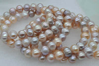 Wholesale 50 strand luster natural color 9*10mm FW pearl Elastic bracelets