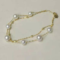 Stunning 2rows natural pearl 18k chain necklace white or purple option