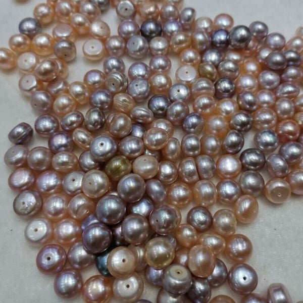 wholesale 10.5-11mm button freshwater pearl loose beads half hole