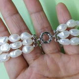 Baroque 3strands 8-9mm real pearl bracelet 7.5"  10 PCS