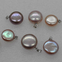 wholesale 10 PCS 15-18mm smooth coin freshwater pearl pendants Q30356