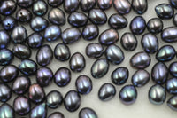 wholesale rice black freshwater pearl 7.5-8*8.5-11mm loose half drilled pearl