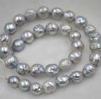 Free shipping wholesale 10.5-12mm gray Furrow Kasumi pearl strand 1 string