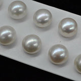 [ELEISPL] 10 pairs big button freshwater pearl half hole loose beads 12.5-13mm 14-14.5mm