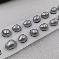 [ELEISPL] 10 pairs baroque drop 12-13*13-16mm grey half drilled freshwater pearl