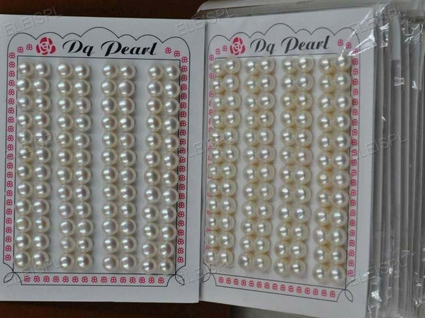 Stunning Wholesale 96 PCS (1card) white half drilled Freshwater Pearl