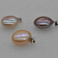 wholesale 10 PCS 15-18mm smooth coin freshwater pearl pendants Q30356