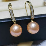 10-11mm round pink pearl earring for women sterloing silver FW pearls