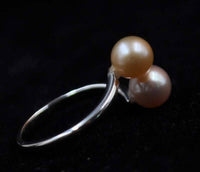 Gorgeous two-style 6mm round natural pearl ring free shipping