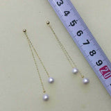 New Gorgeous 2rows G18K  Akoya pearl earring long dangle 6cm