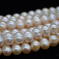 Wholesale 9-10mm natural color near potato Freshwater pearl strings 38cm