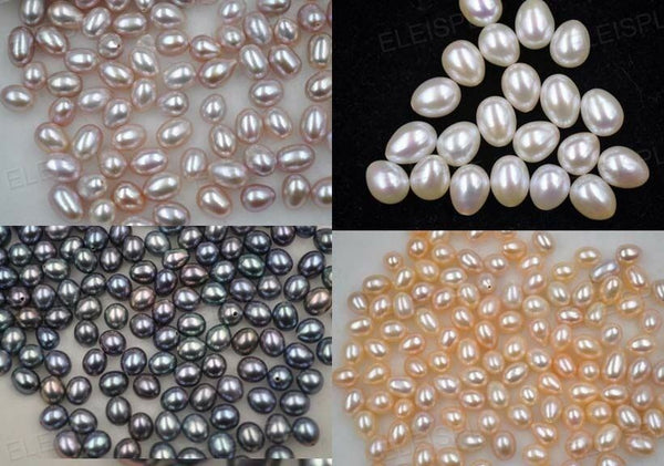 fine lots of rice drop real cultured freshwater pearl half drilled loose beads