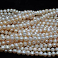 Wholesale 9-10mm natural color near potato Freshwater pearl strings 38cm