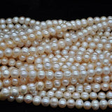 Wholesale 9-10mm natural color near potato Freshwater pearl strings 38cm