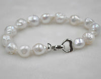 GORGEOUS luster 11-12mm natural Similar Baroque freshwater pearl bracelet