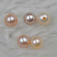 High quality 4-4.5mm round half drilled freshwater pearl lots #Q20272