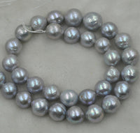 Free shipping wholesale 10.5-12mm gray Furrow Kasumi pearl strand 1 string