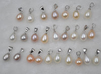 Lots 30 PCS drop pearls pendants mixed freshwater pearls 925 silver hook