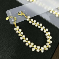 wholesale lots 5-6mm handmade real pearl bracelets white golden chain bangle