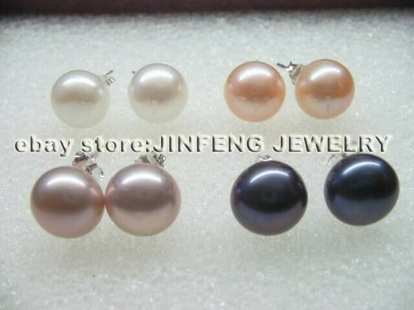 wholesale 100 pairs freshwater pearl earring 4mm 5mm 6mm 7mm 8mm 9mm 10mm s925