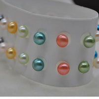 Gorgeous colors loose freshwater pearl button half drilled beads 5-6mm diy