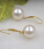 AAA 11.5-12mm round pearl 18k yellow gold earring Free shipping