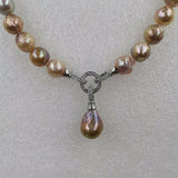 Gorgeous 11-12mm rainbow luster furrow Kasumi pearl pendant necklace