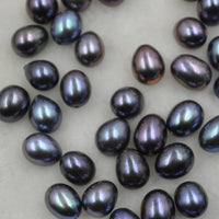 wholesale rice black freshwater pearl 7.5-8*8.5-11mm loose half drilled pearl