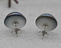 AAAA 12.5-14.5mm 925s blue black Mabe pearl stud earring