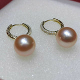 10-11mm round pink pearl earring for women sterloing silver FW pearls