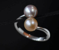 Gorgeous two-style 6mm round natural pearl ring free shipping