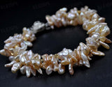 Rare Natural  9-12mm Similar Baroque reborn Keshi Pearl bracelet rose clasp