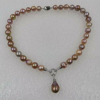 Gorgeous 11-12mm rainbow luster furrow Kasumi pearl pendant necklace