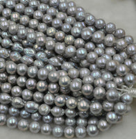 Free shipping wholesale 10.5-12mm gray Furrow Kasumi pearl strand 1 string