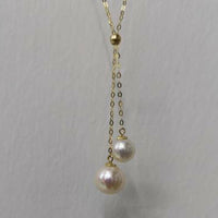 Gorgeous 2pcs round pearl pendant G18K Chain necklace