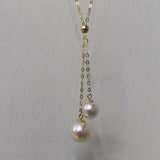 Gorgeous 2pcs round pearl pendant G18K Chain necklace