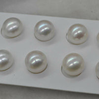 [ELEISPL] 10 pairs big button freshwater pearl half hole loose beads 12.5-13mm 14-14.5mm