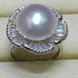 Gorgeous 13-14mm round Fw Pearl sterling silver ring various option