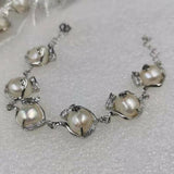 Genuine 12mm natural baroque freshwater pearl bracelet chain 17-20cm